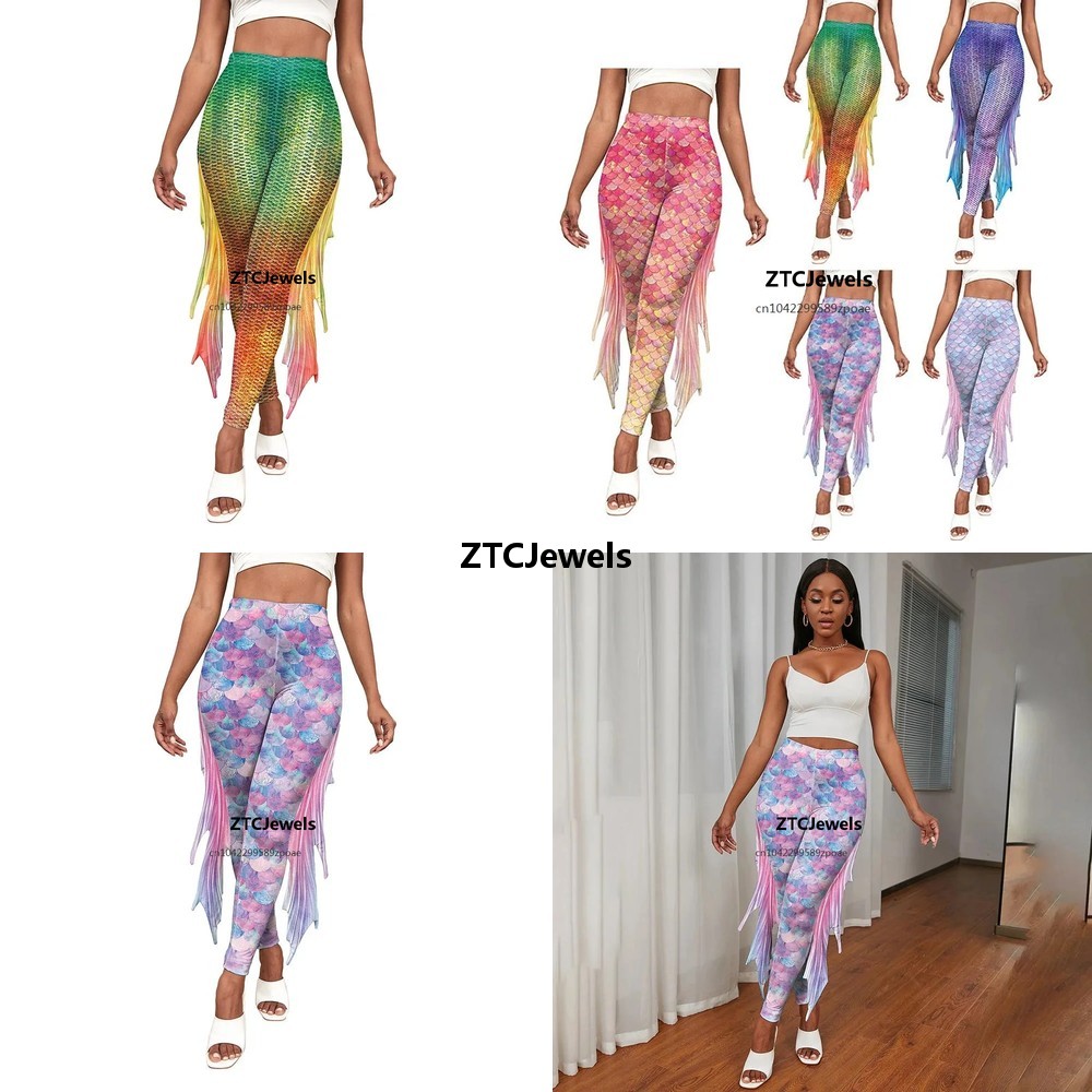 Women'S Fashion Leggings - Leggings com Estampa de Escamas de