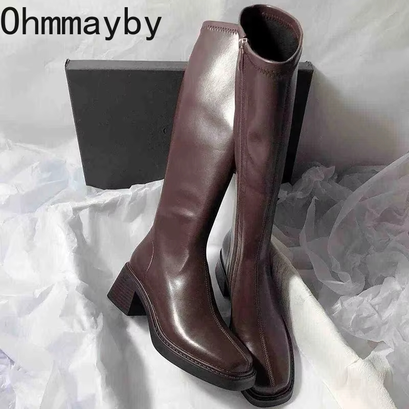 Winter Fashion Women Boots - Vintage salto grosso feminino joelho botas