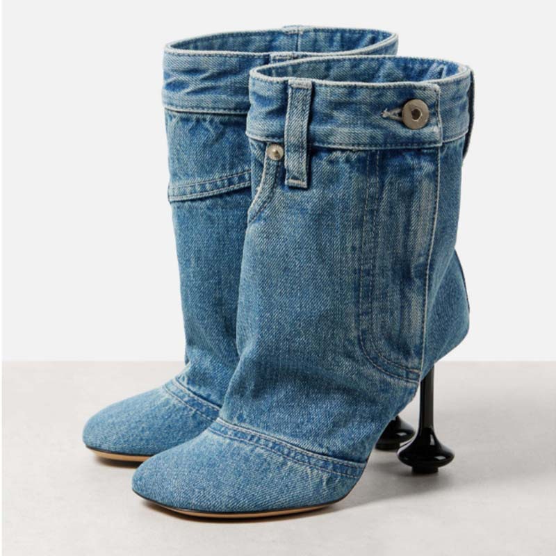 Women'S Fashion Kilt - Calça jeans feminina, salto alto, de