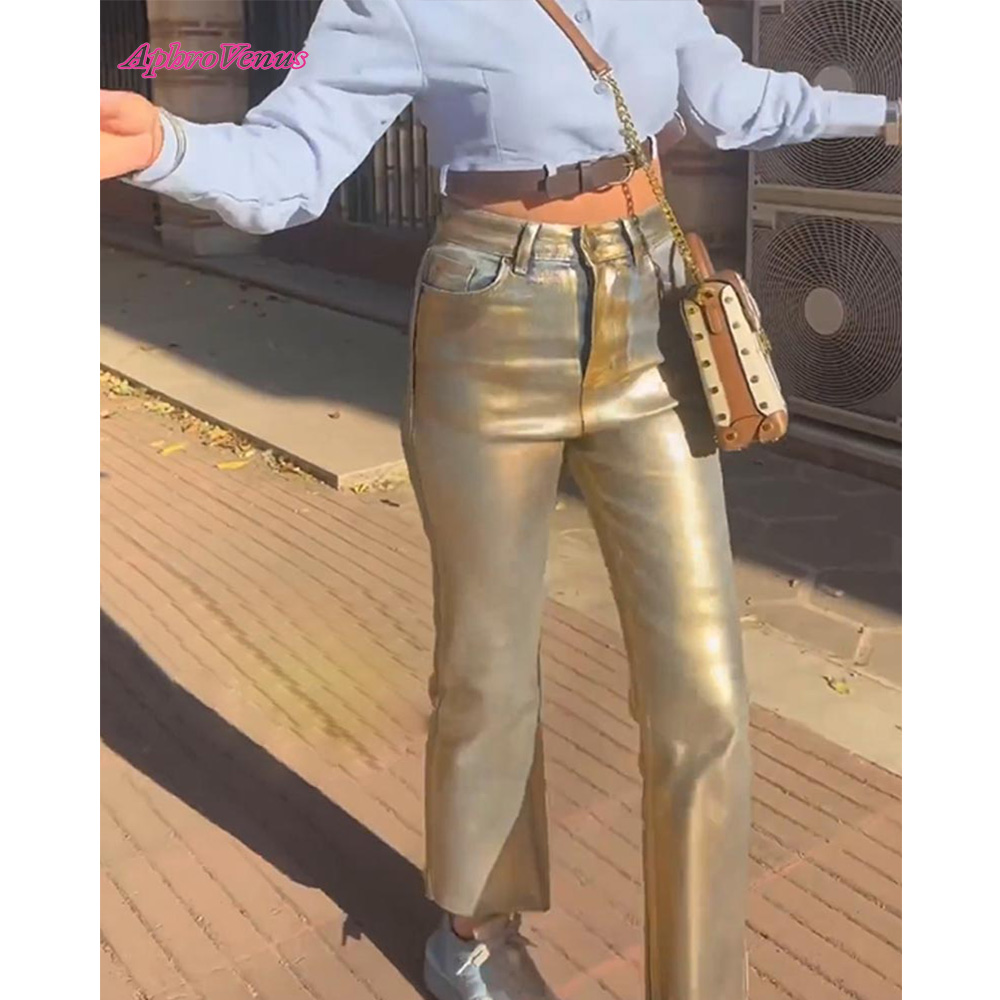 Women'S Fashion Gilded Age - Calça jeans solta feminina de cintura