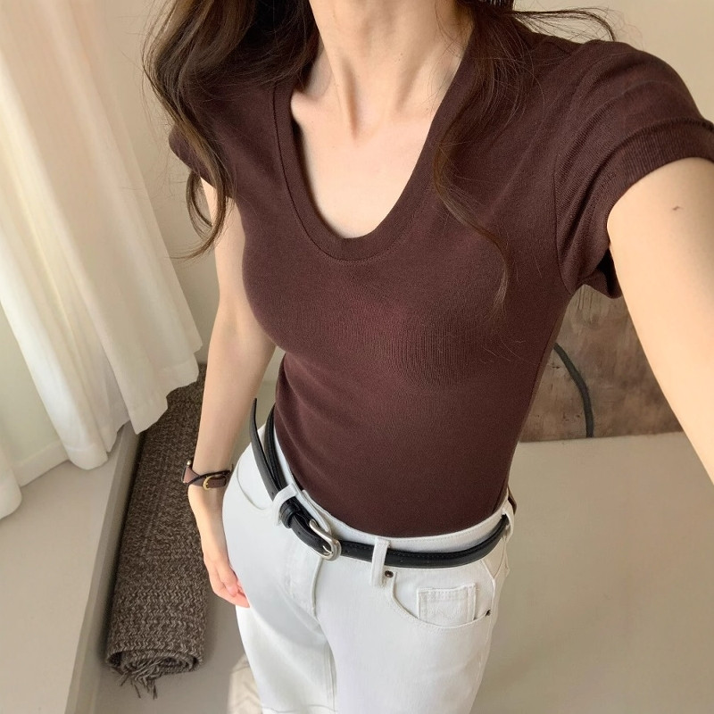 Women Fashion Blouse - Camiseta Feminina de Manga Curta com