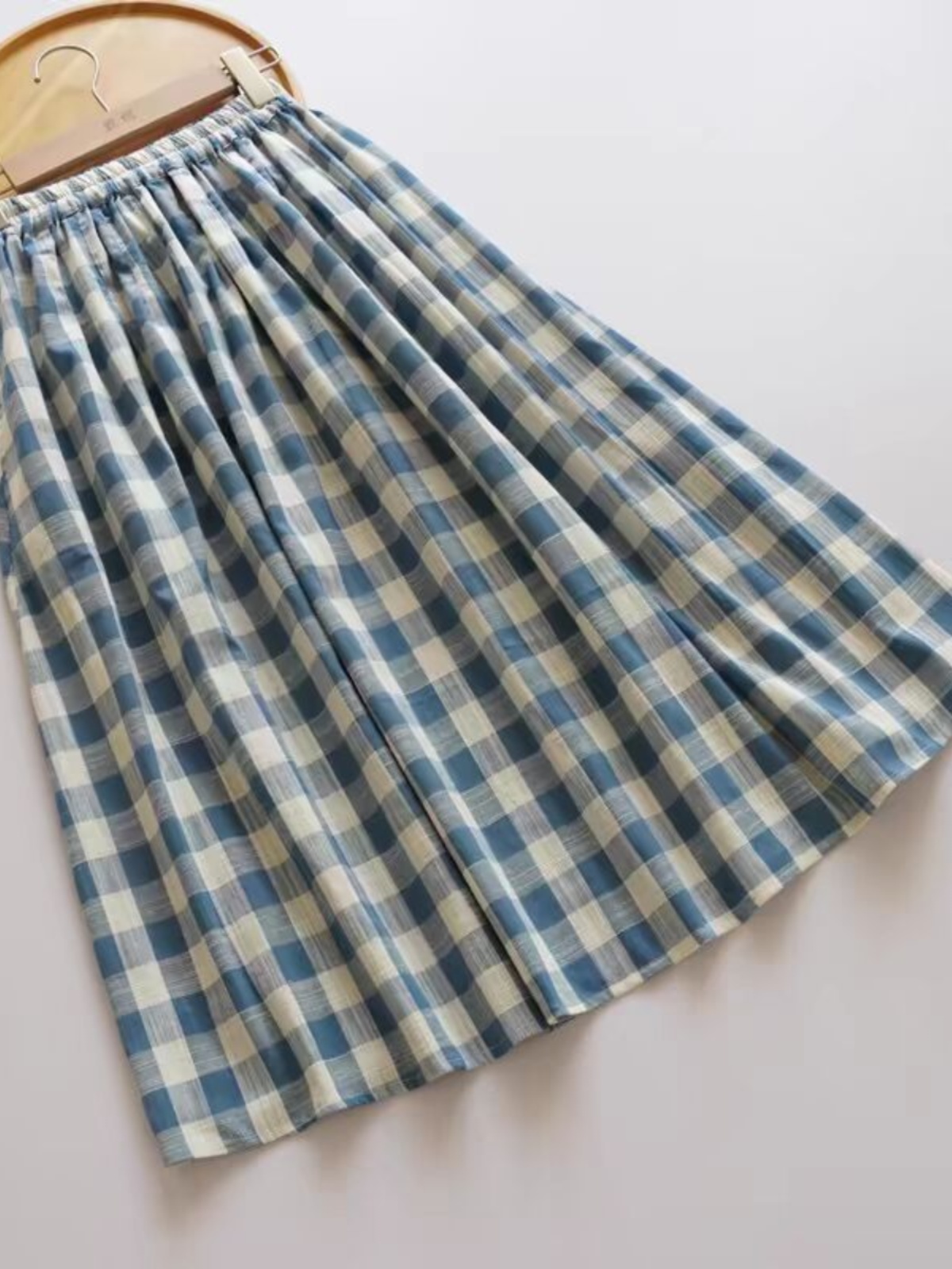 Women'S Fashion Kilt - Saia Midi Solta Xadrez Azul de