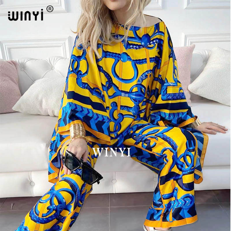 Women Fashion Over 50 - África duas peças terno boêmio impresso