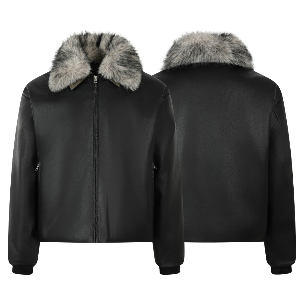 Women'S Fashion Quilted Jacket - Jaqueta de couro feminina com gola