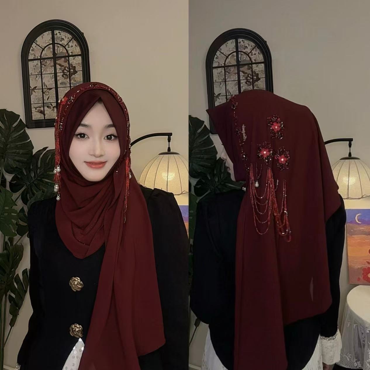 Women Fashion Malaysia - Abaya Hijab para Mulheres Muçulmanas, Lenço