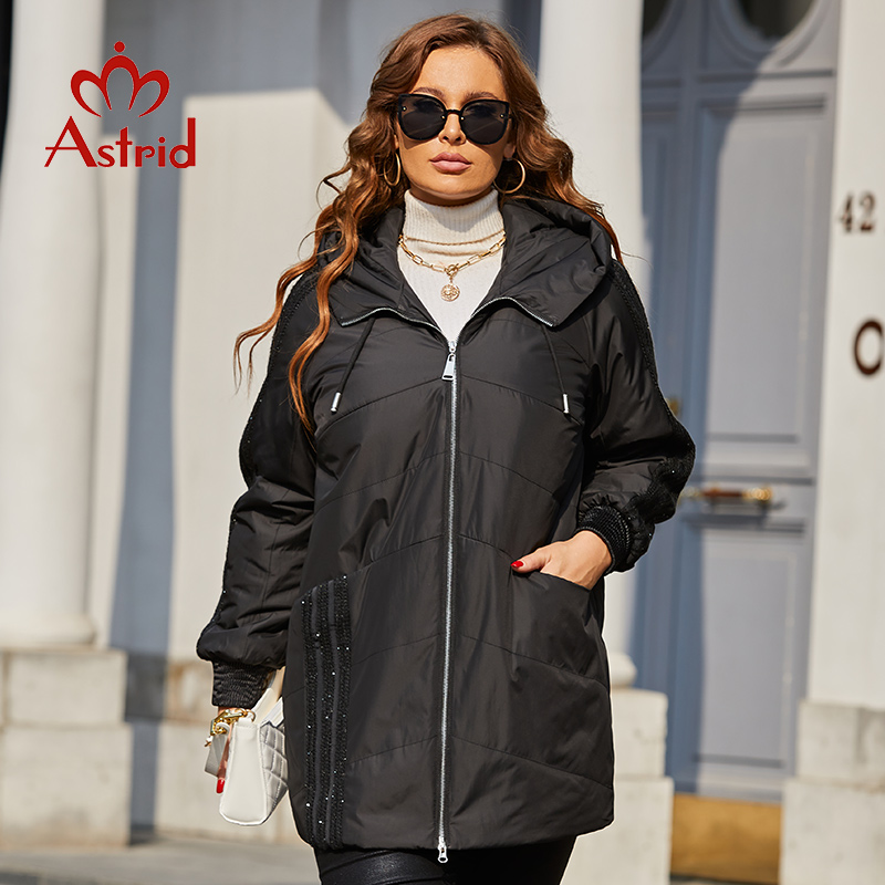 Women'S Fashion Quilted Jacket - Astrid-Parkas com capuz feminino, casacos acolchoados