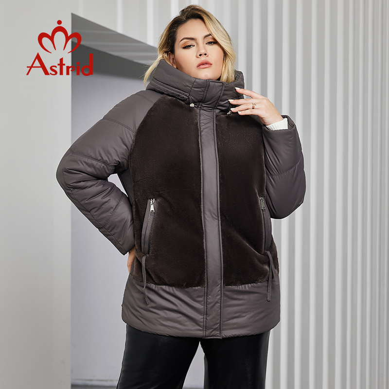 Women'S Fashion Quilted Jacket - Astrid-Parka feminina de capuz luxuoso com