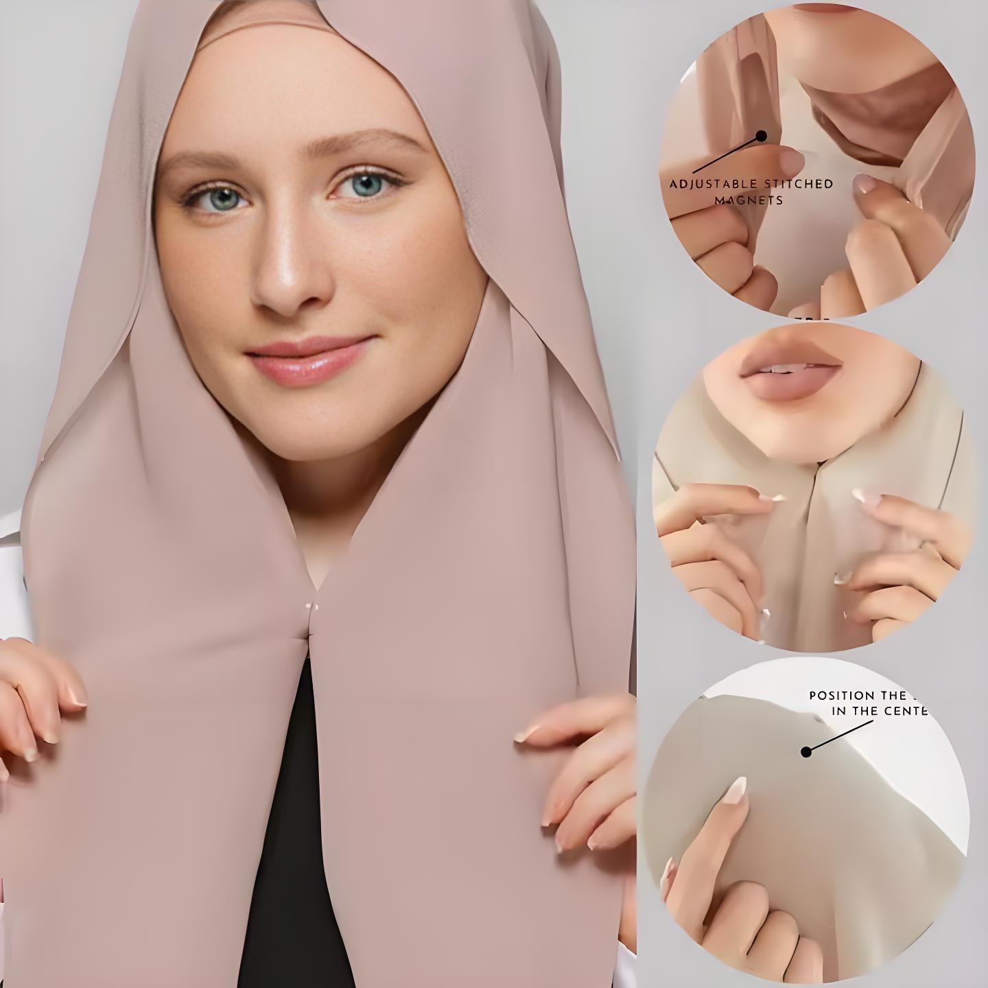 Women Fashion Malaysia - Novo Hijab de Chiffon com Fecho