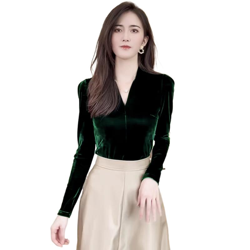 Women Fashion Blouse - Moda elegante com decote em v