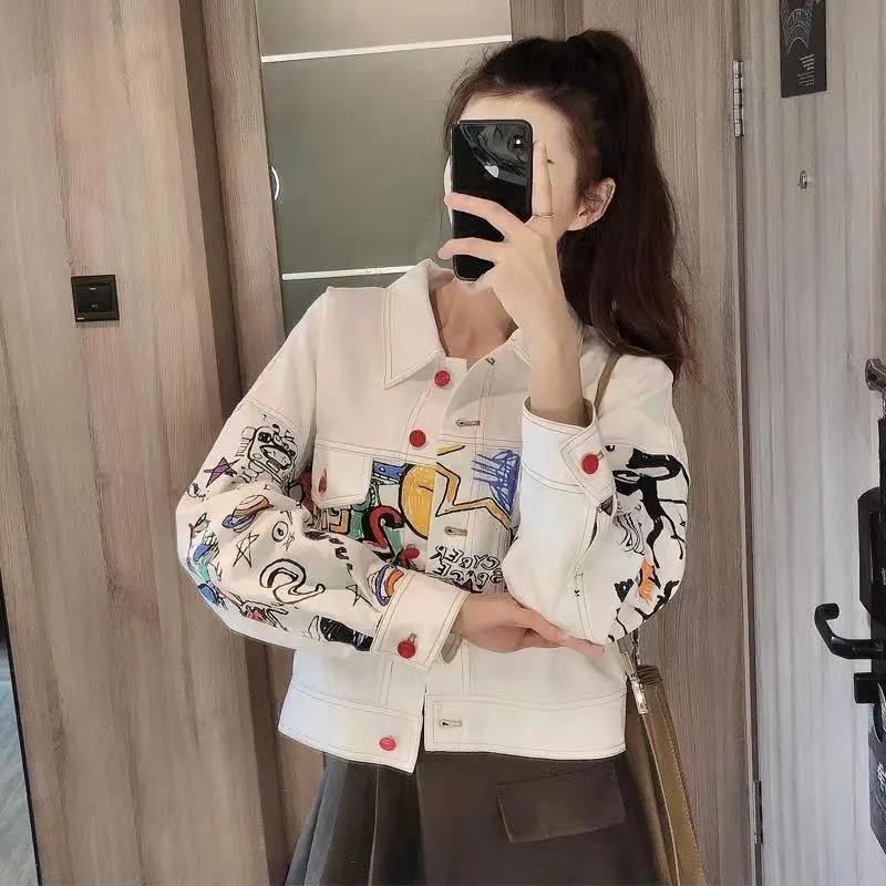 Women'S Fashion Quilted Jacket - Coreano moda feminina lazer cowboy topos