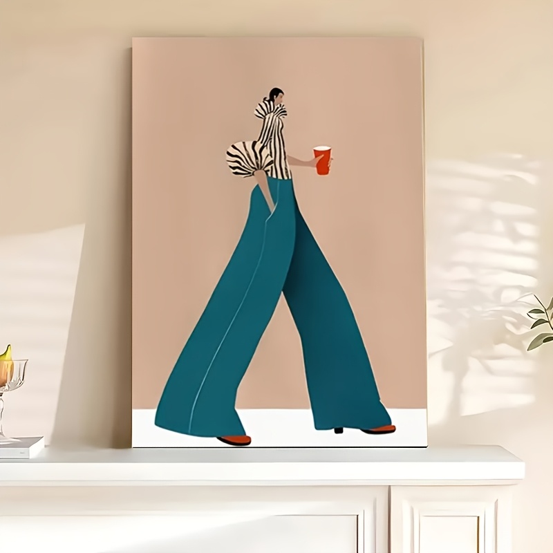 Fashion Women Picture - Moda azul calças mulher poster imprime