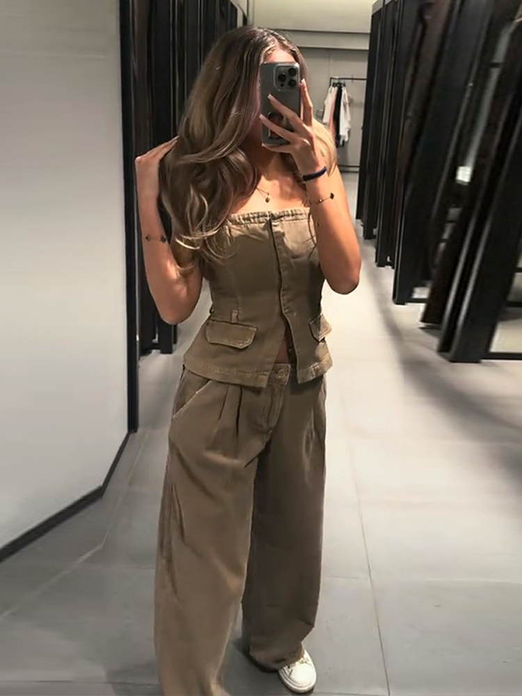 Conjunto Feminino Y2K: Colete  - Women Fashion Jeans Top avaliação e preço