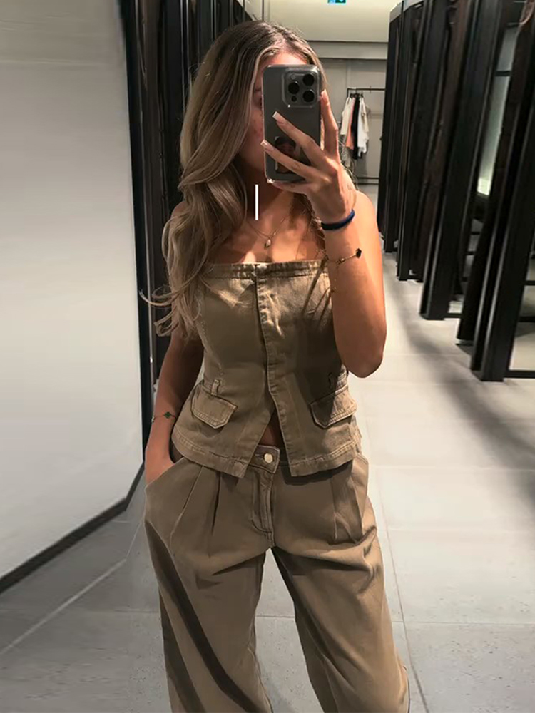 Conjunto Feminino Y2K: Colete  - Women Fashion Jeans Top avaliação e preço
