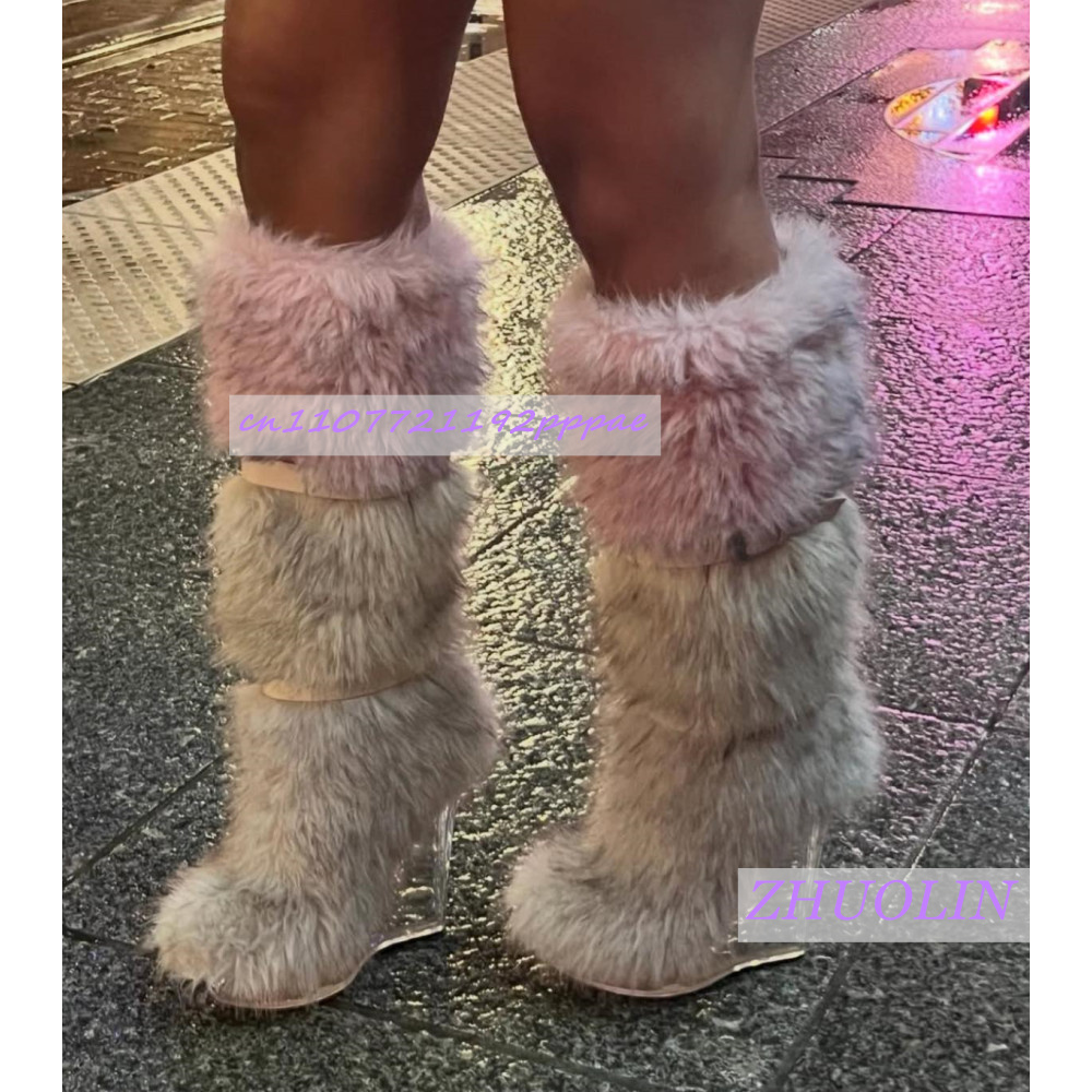 Inverno gradiente peludo trans - Winter Fashion Women Boots avaliação e preço
