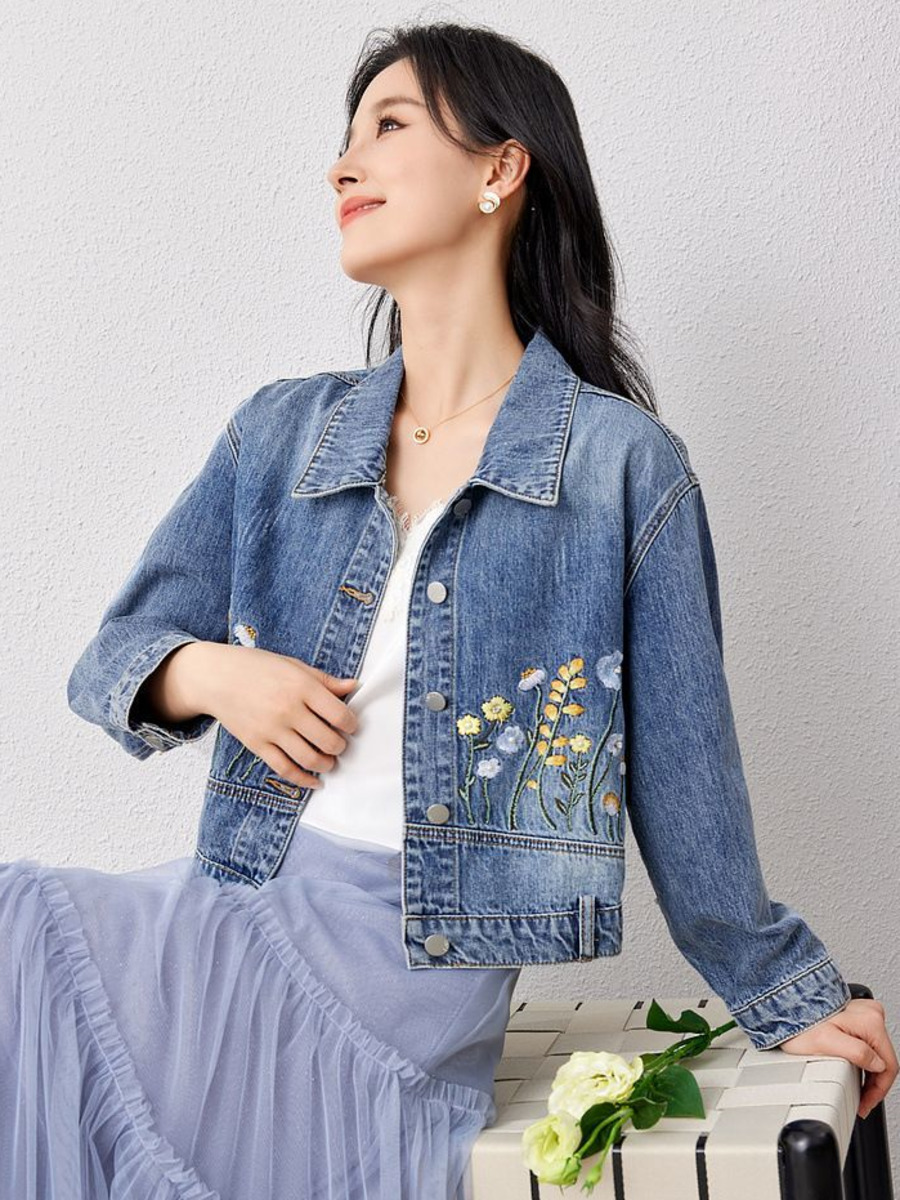 Jaqueta curta jeans bordada fl - Women Fashion Jeans Top avaliação e preço