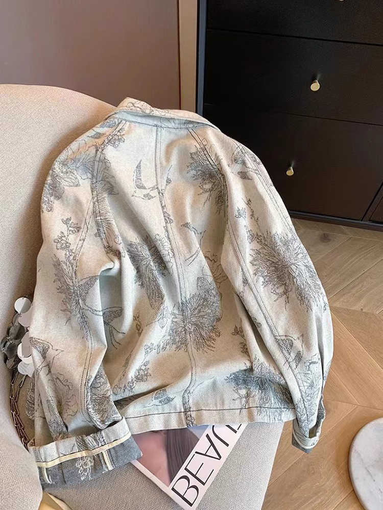 Mulheres cinza claro impressão - Women Fashion Jeans Top avaliação e preço