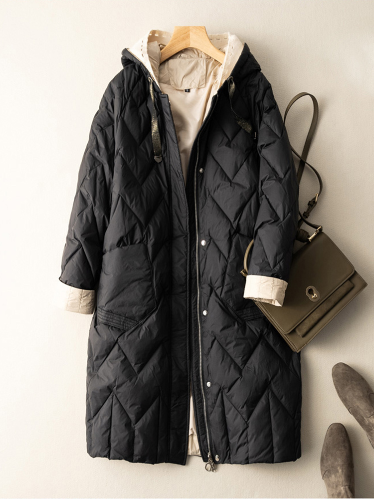 Sedutmo longo inverno pato par - Women'S Fashion Quilted Jacket avaliação e preço