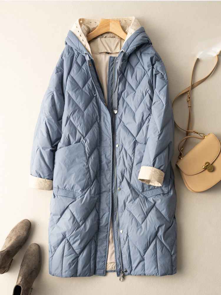 Sedutmo longo inverno pato par - Women'S Fashion Quilted Jacket avaliação e preço