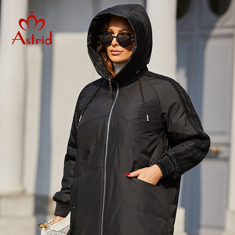Astrid-Parkas com capuz femini - Women'S Fashion Quilted Jacket avaliação e preço