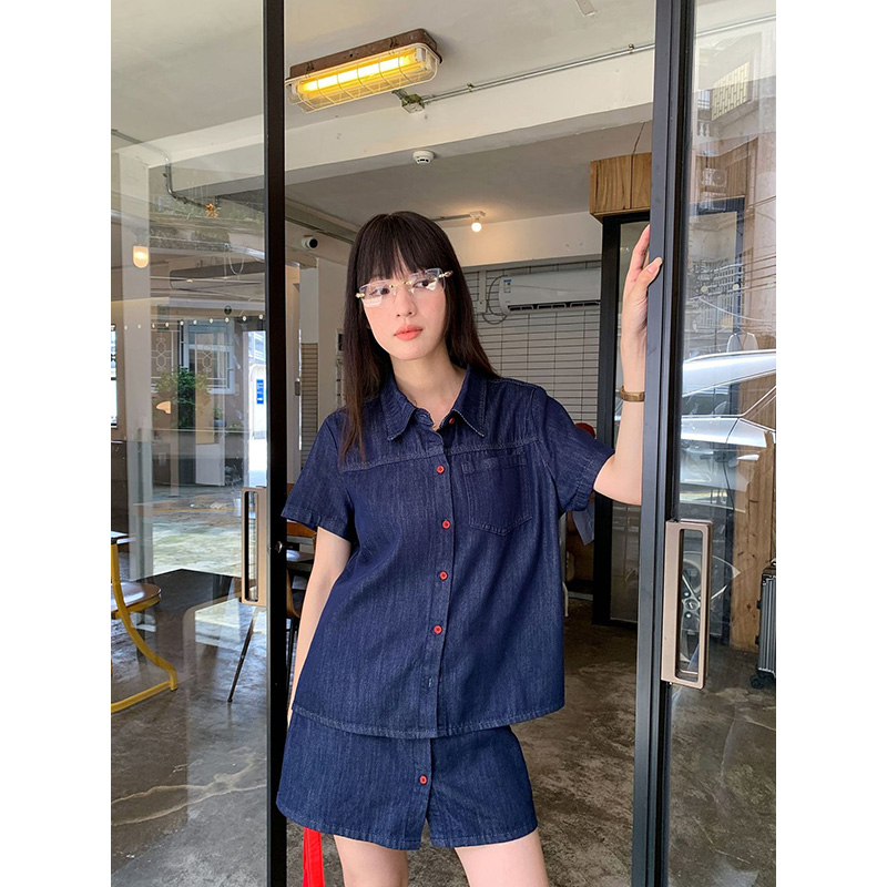 Camisa Jeans Feminina Retrô de - Women Fashion Jeans Top avaliação e preço