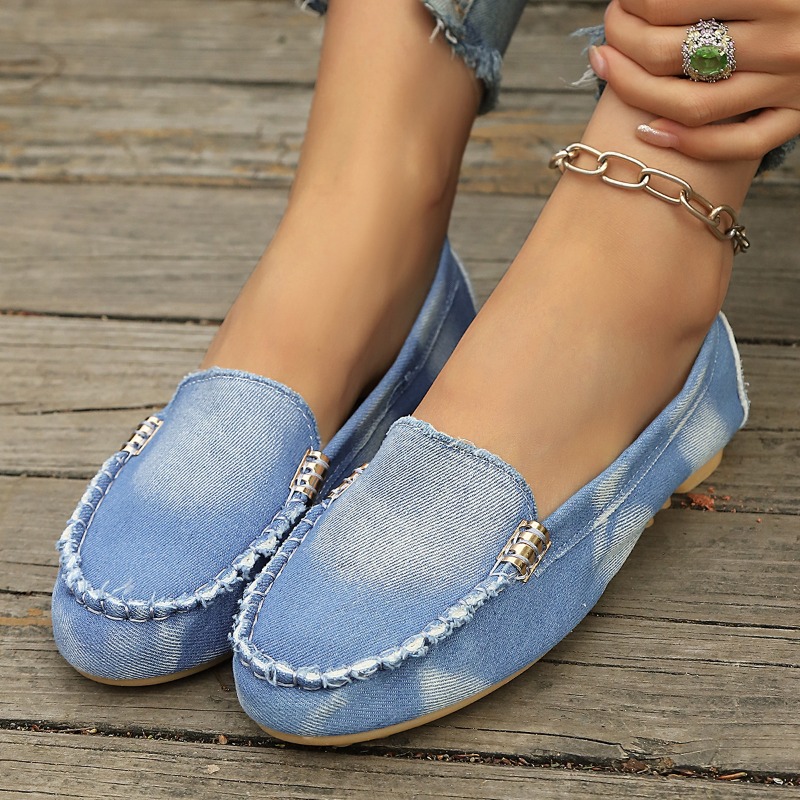Mocassins de Denim Azul Claro  - Women'S Fashion Loafers avaliação e preço