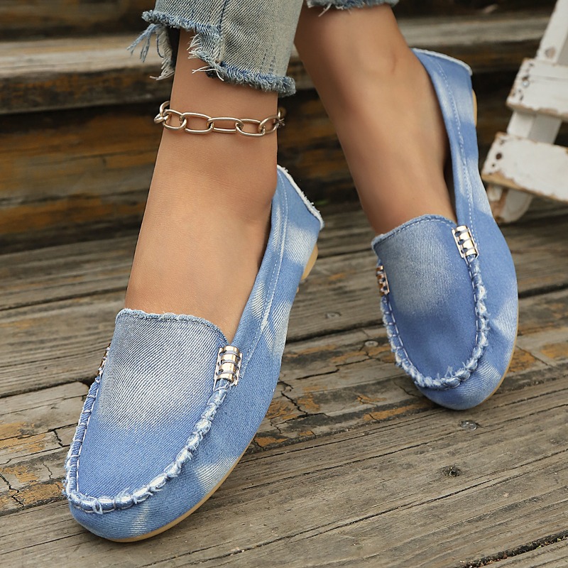 Mocassins de Denim Azul Claro  - Women'S Fashion Loafers avaliação e preço