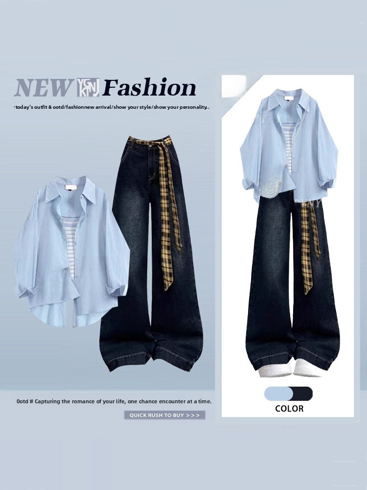Conjunto de três peças para mu - Women Fashion Jeans Top avaliação e preço