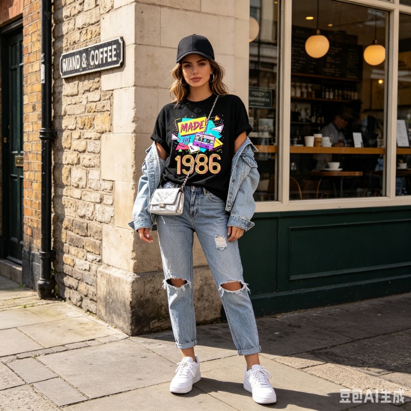 Camiseta Gráfica Retrô Anos 80 - Women'S Fashion In The 80S avaliação e preço
