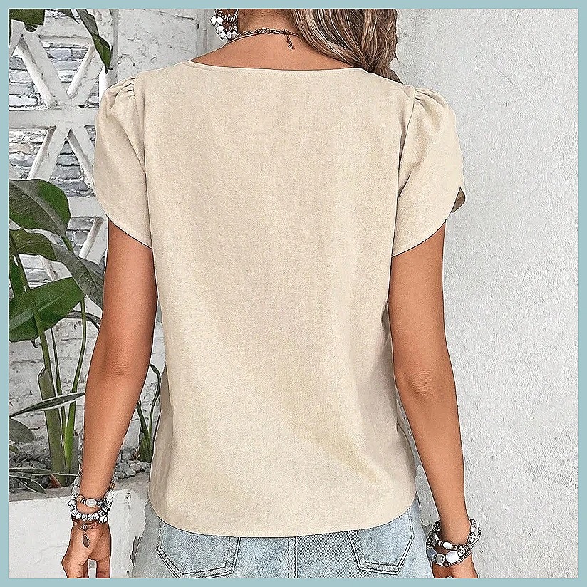 Blusa Vintage de Cor Sólida pa - Women Fashion Blouse avaliação e preço