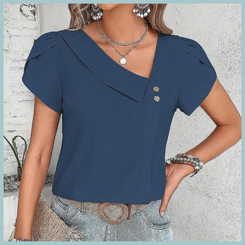 Blusa Vintage de Cor Sólida pa - Women Fashion Blouse avaliação e preço
