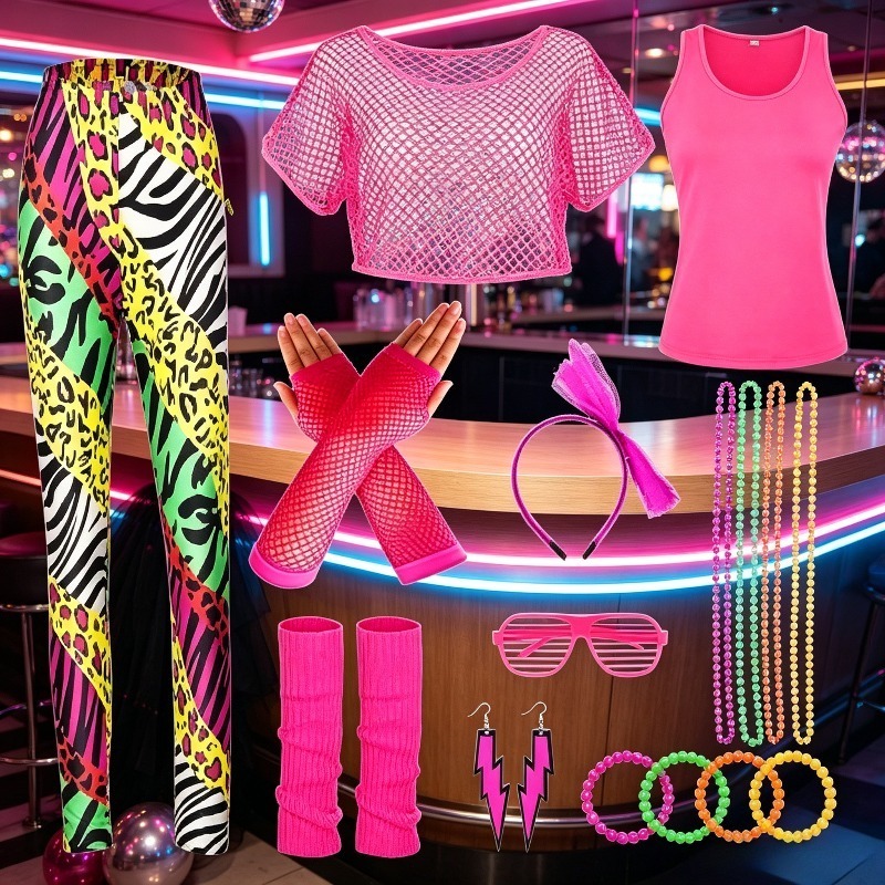 Conjunto de Moda Brilhante Ret - Women'S Fashion In The 80S avaliação e preço