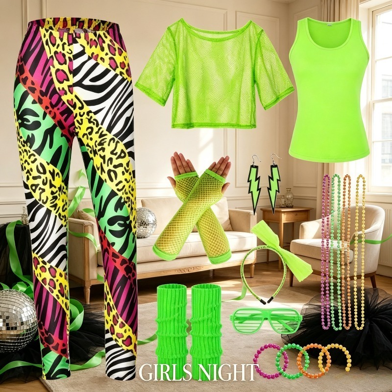 Conjunto de Moda Brilhante Ret - Women'S Fashion In The 80S avaliação e preço