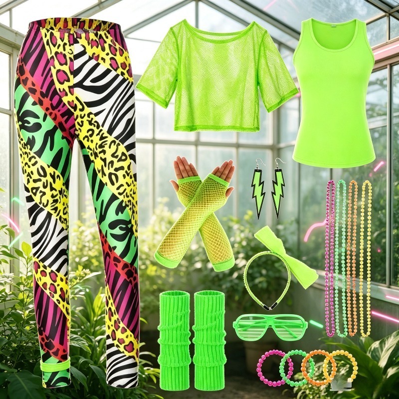 Conjunto de Moda Brilhante Ret - Women'S Fashion In The 80S avaliação e preço